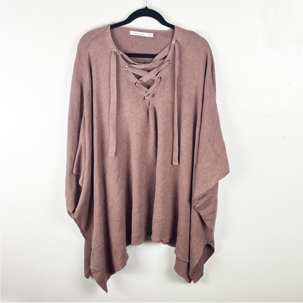 BISHOP + YOUNG Harper Front Lace Poncho Sweater, Size OS